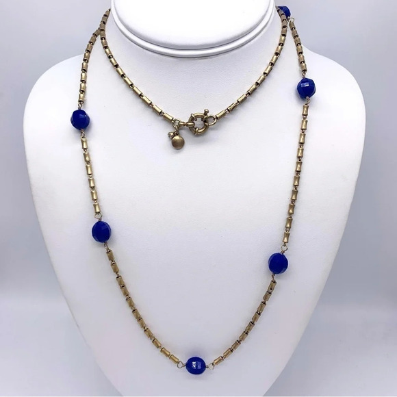 J. Crew Blue Beaded Long Necklace - Picture 1 of 3